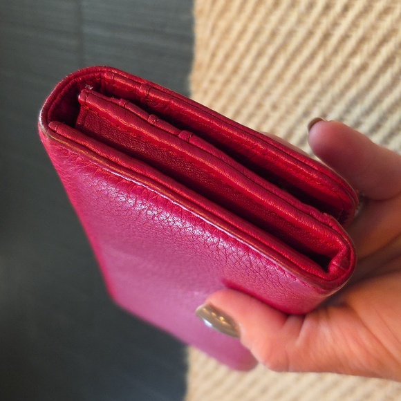 Tory Burch Raspberry Red Leather Card Long Wallet - Picture 7 of 8